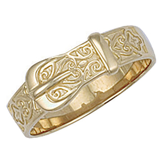 Yellow Gold Patterned Buckle Ring 4g