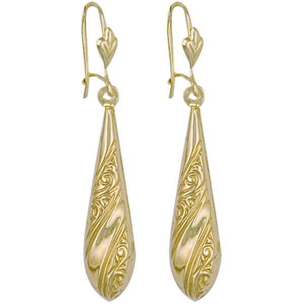 Yellow Gold Patterned Drops 1.6g