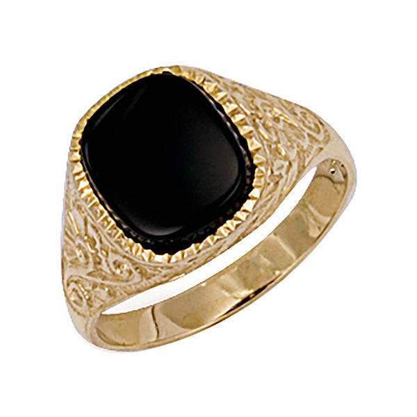 Yellow Gold Patterned Side Ring