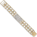 Yellow Gold Plain & Bark Casted Curb Baby CZ Id Bracelet