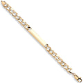 Yellow Gold Plain & Bark Casted Curb Baby Id Bracelet 7g
