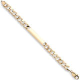 Yellow Gold Plain & Bark Casted Curb Baby Id Bracelet 7g