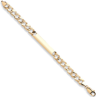 Yellow Gold Plain & Bark Casted Curb Baby Id Bracelet 7g