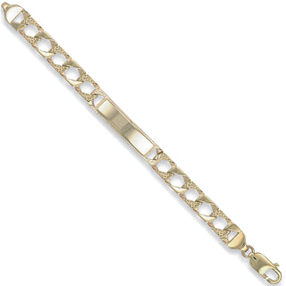 Yellow Gold Plain & Bark Casted Curb Baby Id Bracelet 9.3g