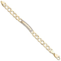 Yellow Gold Plain & Bark Casted Curb Baby Id Bracelet 9g