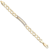 Yellow Gold Plain & Bark Casted Curb Baby Id Bracelet 9g