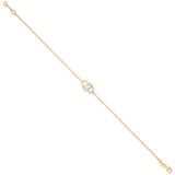 Yellow Gold Plain & CZ Hearts Ladies Bracelet
