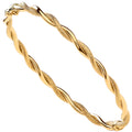 Yellow Gold Plain & D/c Twist Ladies Bangle
