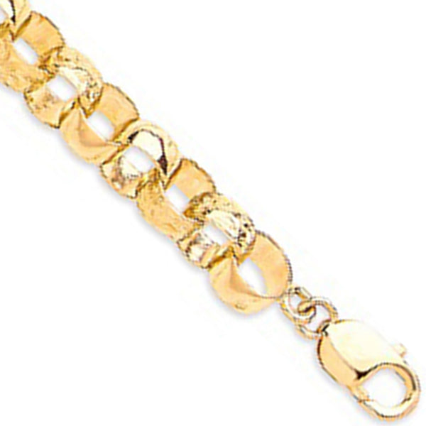 Yellow Gold Plain & Engraved 10mm Round Belcher Chain
