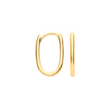 Yellow Gold Plain Hinged Oval Hoop Huggies