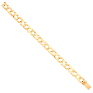 Yellow Gold Plain & Nugget 10.5mm Link Flat Curb Chain