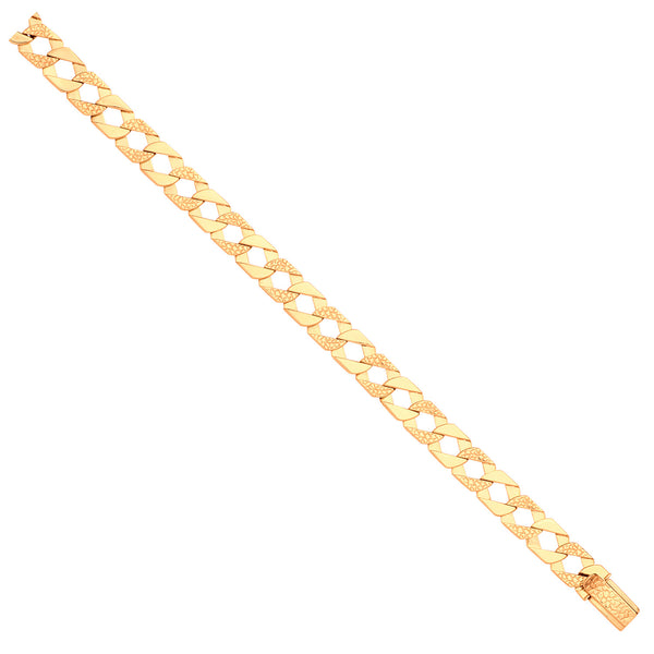 Yellow Gold Plain & Nugget 10.5mm Link Flat Curb Chain