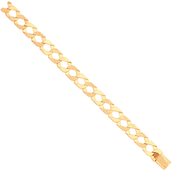 Yellow Gold Plain & Nugget 13mm Link Flat Curb Chain