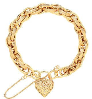 Yellow Gold Prince Of Wales Heart Padlock Bracelet