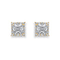 Yellow Gold Princess Cut CZ Centre Stud