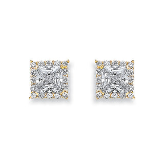 Yellow Gold Princess Cut CZ Centre Stud