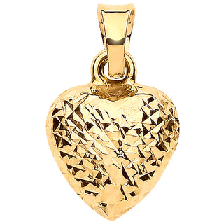 Yellow Gold Puffed D/c Heart Pendant