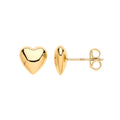 Yellow Gold Puffed Heart Stud Earrings