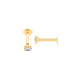 Yellow Gold Rd Brilliant CZ Earrings Cartilage Stud