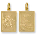 Yellow Gold Rectangular Shaped St Christopher Pendant