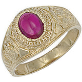 Yellow Gold Red Cabochon College Ring