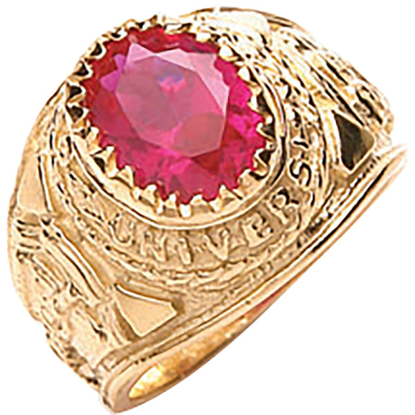 Yellow Gold Red CZ Baby Collage Ring