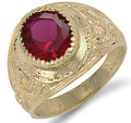 Yellow Gold Red CZ College Ring