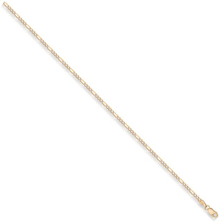 Yellow Gold Rhodium Plated 2.5mm Figaro Chain