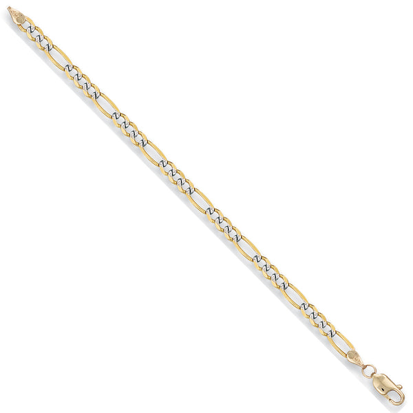 Yellow Gold Rhodium Plated 3.7mm Figaro Chain