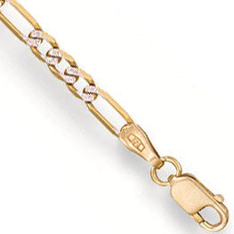 Yellow Gold Rhodium Plated Figaro Anklet 2g