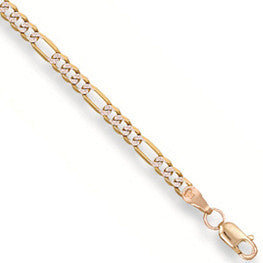 Yellow Gold Rhodium Plated Figaro Anklet 3.6g