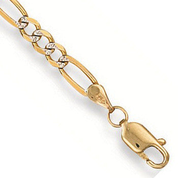 Yellow Gold Rhodium Plated Figaro Anklet 4.9g