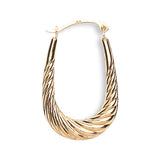 Yellow Gold Ribbed Oval Creoles 1.2g