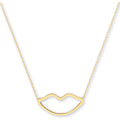 Yellow Gold Rolo Chain Lips Pendant, 16" Necklace