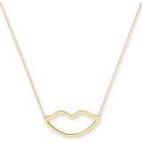 Yellow Gold Rolo Chain Lips Pendant, 16" Necklace