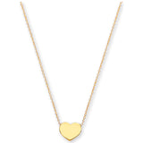 Yellow Gold Rolo Chain With Heart, 18" Necklace