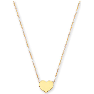 Yellow Gold Rolo Chain With Heart, 18" Necklace