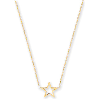 Yellow Gold Rolo Chain With Star Adjustable From 18" To 16"/17