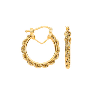 Yellow Gold Rope Chain 20mm Hoop Earrings