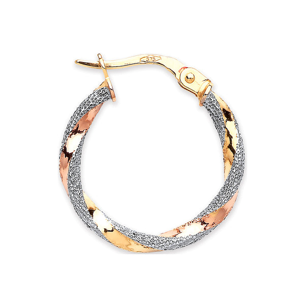 Yellow Gold & Rose Gold 20mm Twist Earrings