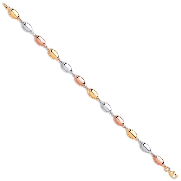 Yellow Gold & Rose Gold Oval Bead Ladies Bracelet