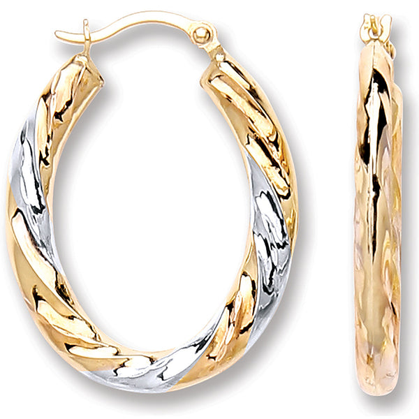 Yellow Gold & Rose Gold Oval Twist Earrings