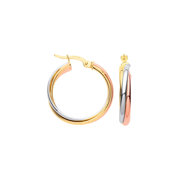 Yellow Gold & Rose Gold Russian Wedding 23mm Hoop Earrings