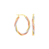 Yellow Gold & Rose Gold Russian Wedding Oval Hoop Earrings