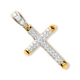 Yellow Gold Round Tubed CZ Cross 3.8g
