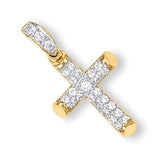 Yellow Gold Round Tubed CZ Cross 3g