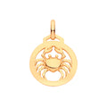 Yellow Gold Round Zodiac Pendant Cancer