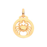 Yellow Gold Round Zodiac Pendant Cancer