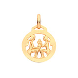 Yellow Gold Round Zodiac Pendant Gemini