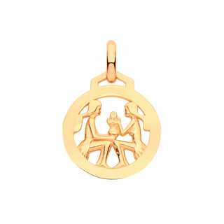 Yellow Gold Round Zodiac Pendant Gemini